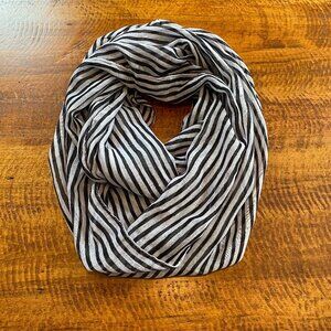 Black White Striped Infinity Scarf - OS